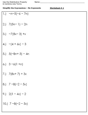 Simplify Expressions Worksheet