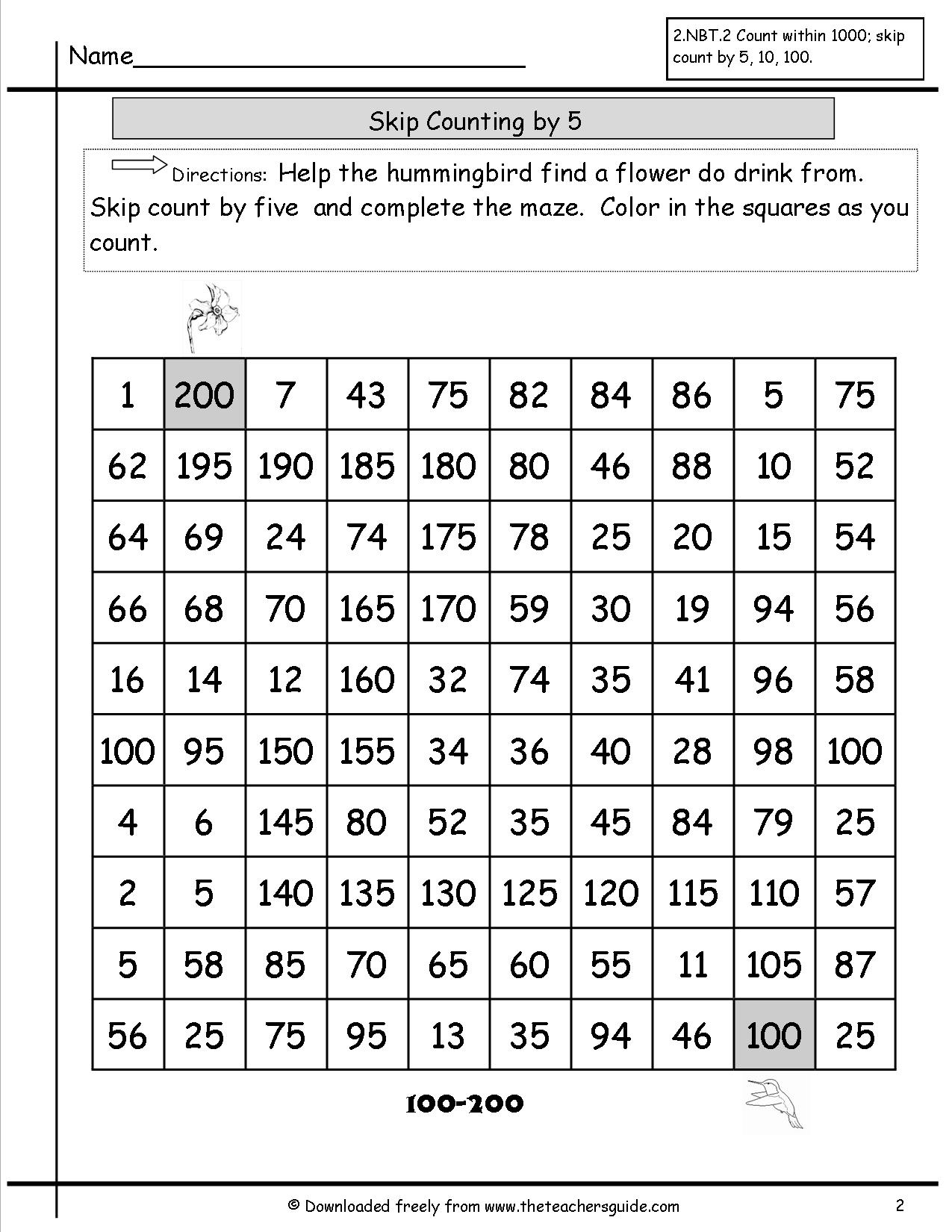 Skip Counting by 5 to 100 Worksheets