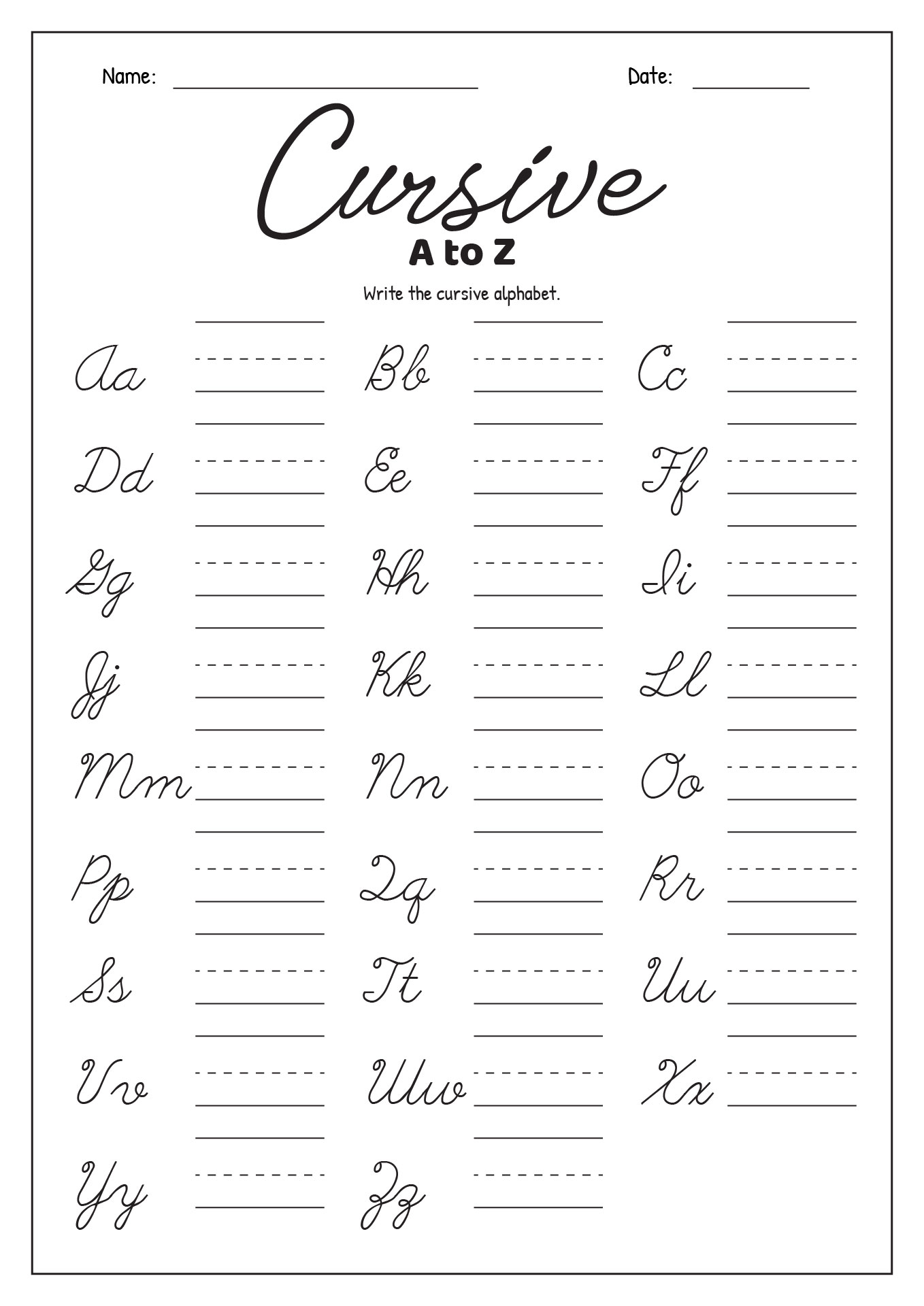 16 Best Images of Cursive Writing Worksheets For 3rd Grade - Free ...