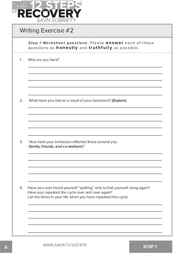 Addiction and Recovery Worksheets