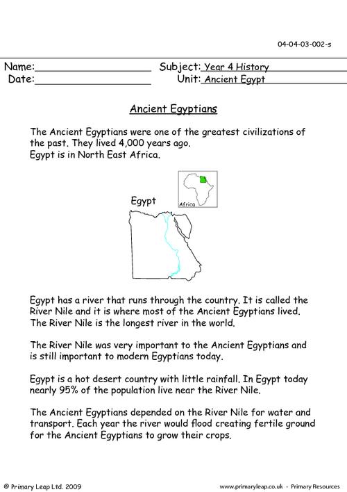 Ancient Egypt Printable Worksheets