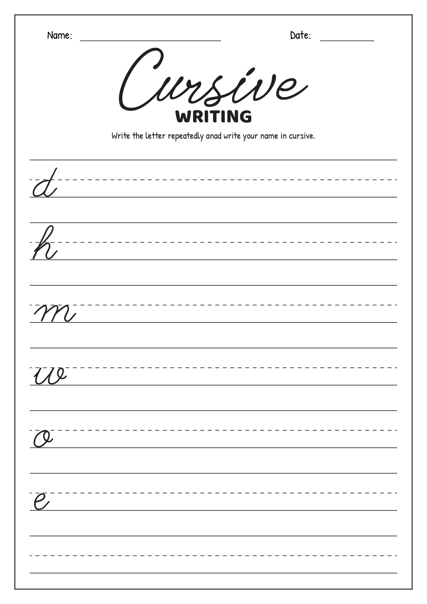 16 Cursive Writing Worksheets For 3rd Grade - Free PDF at worksheeto.com