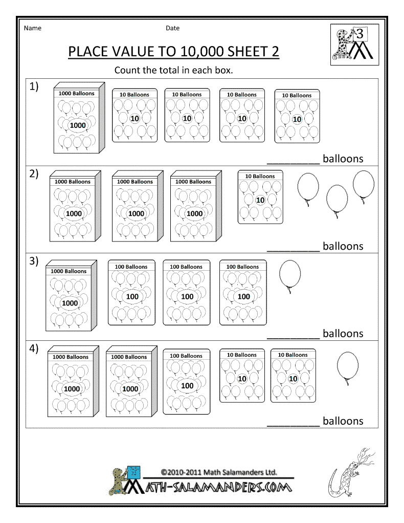 Free Place Value Worksheets