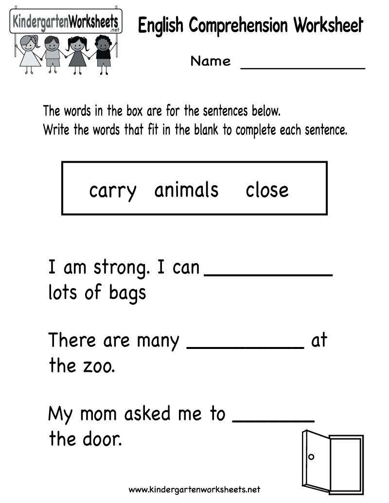 Free Printable Kindergarten Comprehension Worksheets