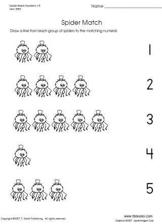 Preschool Spider Math Worksheets