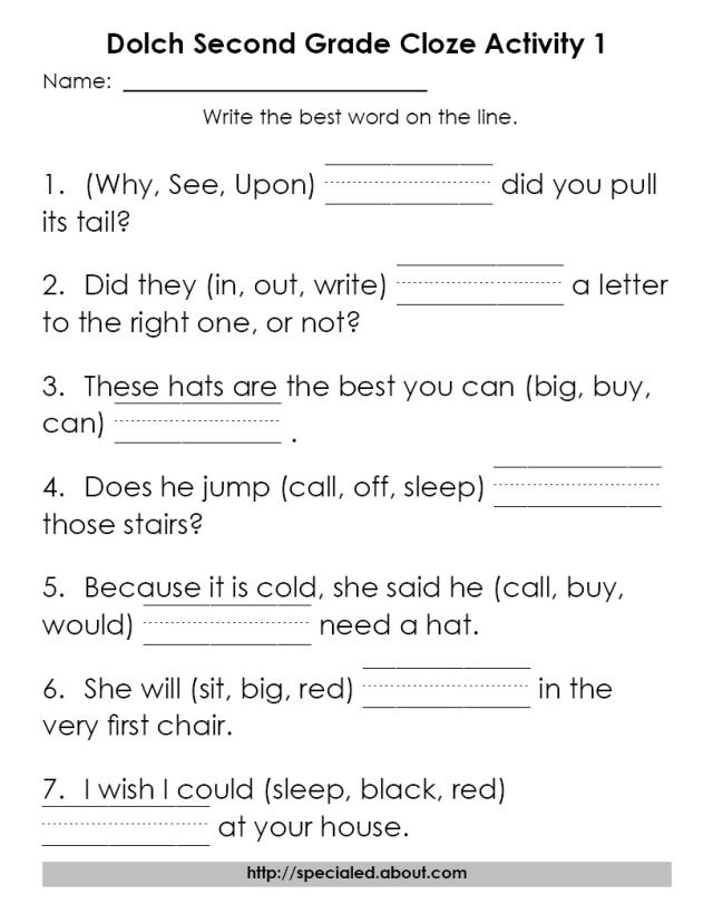 Printable 2nd Grade Reading Worksheets