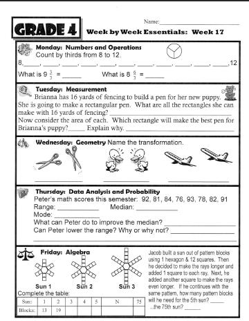 Printable Math Worksheets for Grade 4
