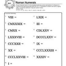 Roman Numerals Printable Worksheets