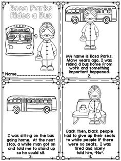 Rosa Parks Black History Activities Printable