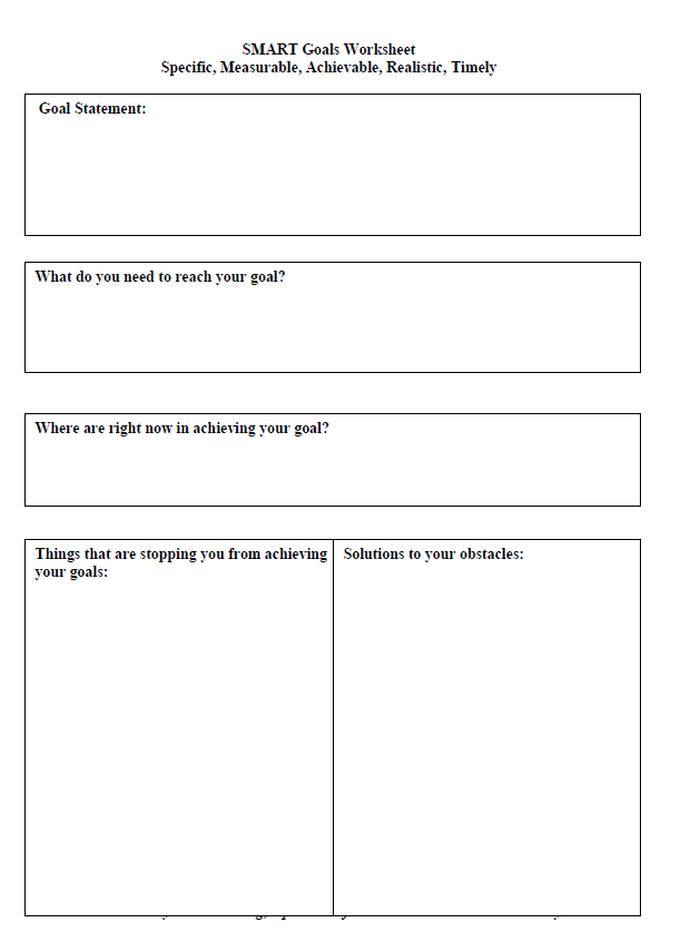 Smart Goal Setting Worksheet