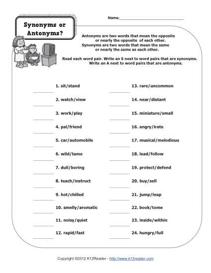 10 Opposite Word Worksheets First Grade Worksheeto