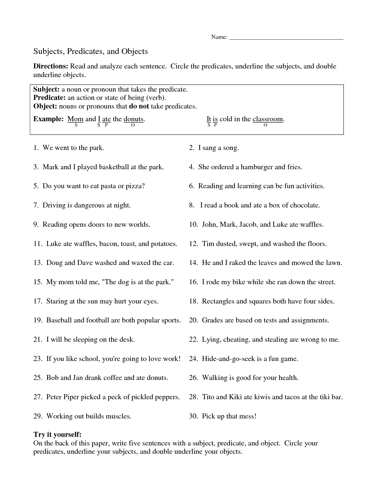 16 Identifying Subject And Verb Worksheets Worksheeto