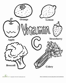 Vitamins Healthy Food Worksheets Printable