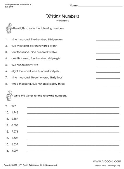 Writing Large Numbers Worksheets