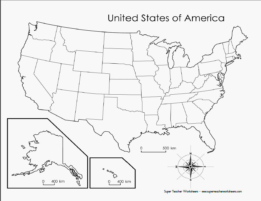 50 States Map Blank Fill