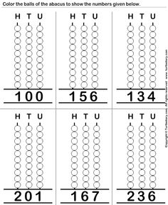 Abacus Place Value Worksheets