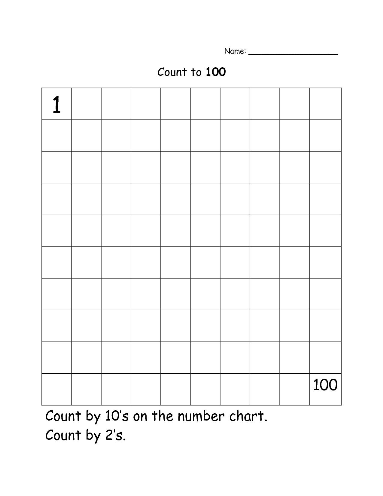 16 Kindergarten Worksheets Counting To 100 Chart / worksheeto com