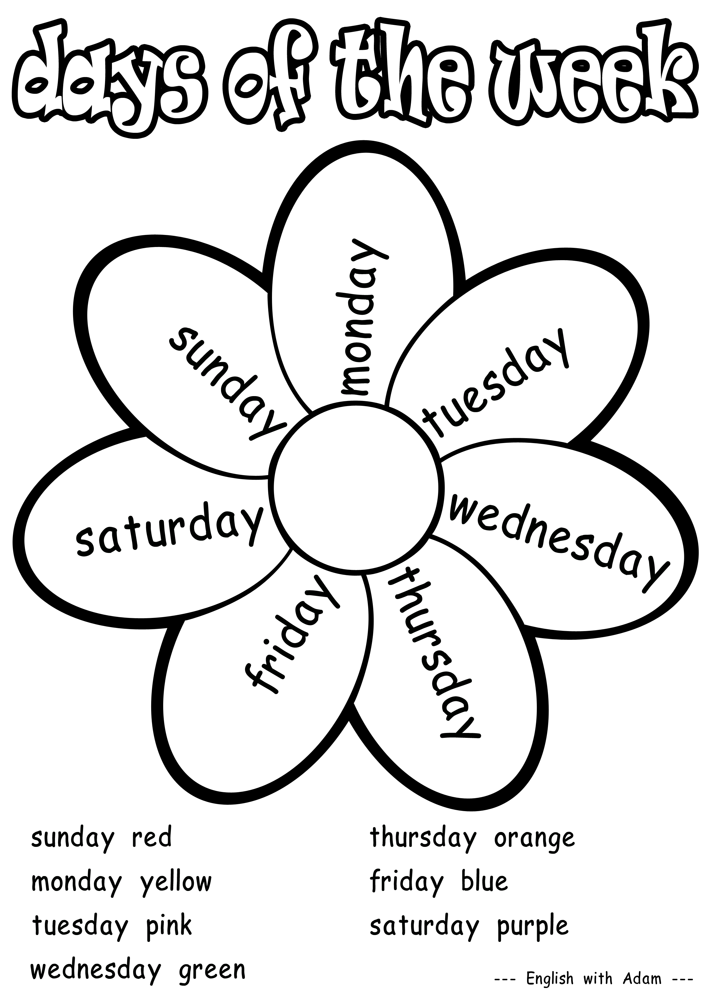 Days of the Week Coloring Pages