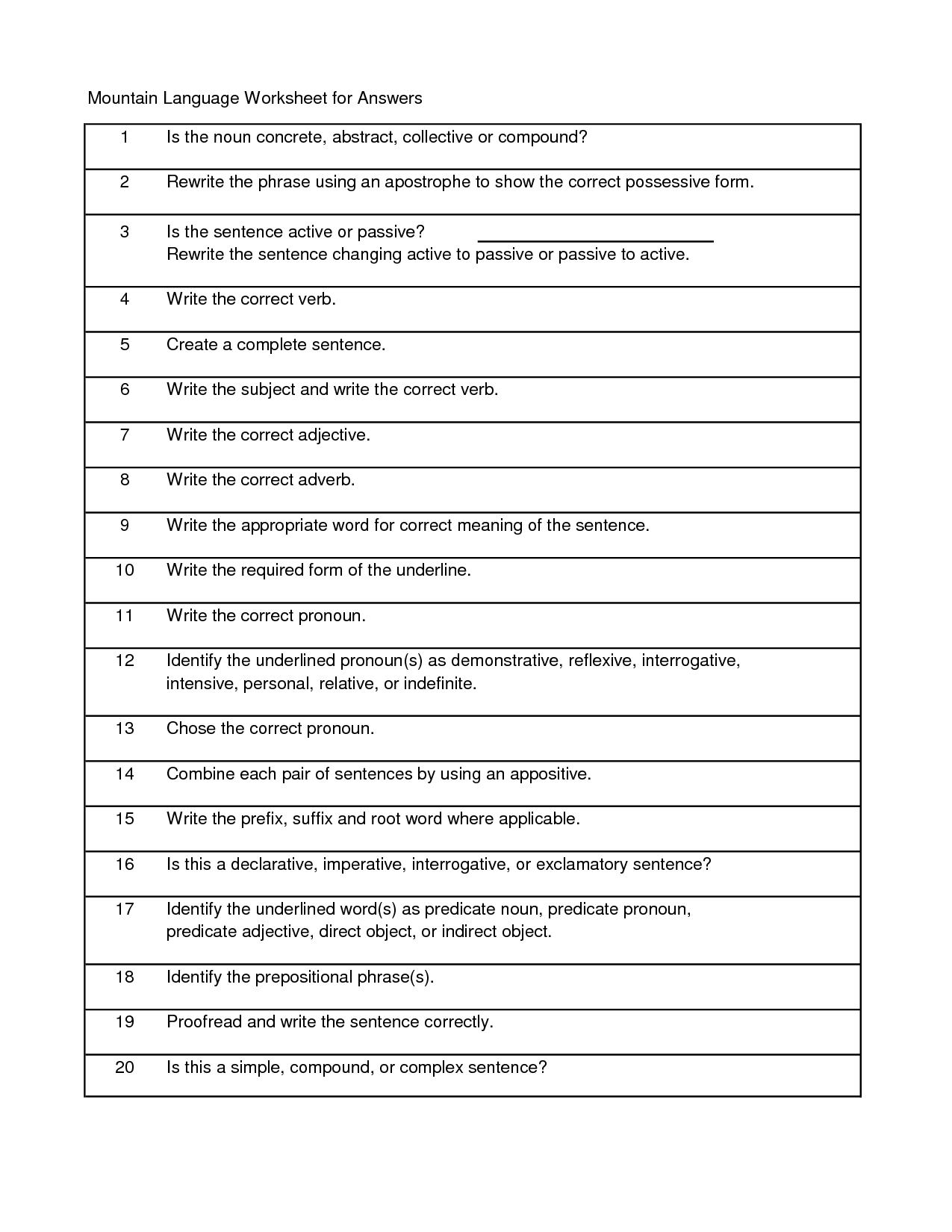 Declarative and Interrogative Sentences Worksheets