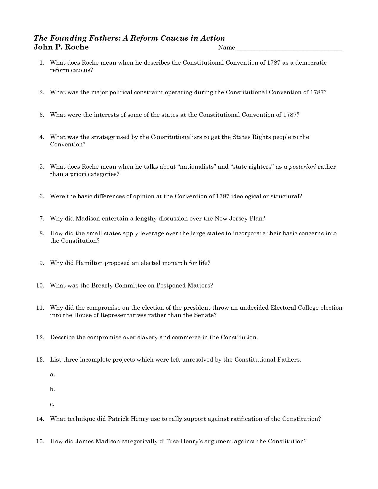 10 Constitutional Convention Worksheet Worksheeto