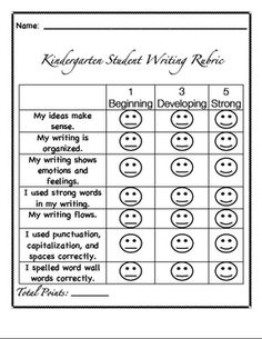 Kindergarten Writing Rubric