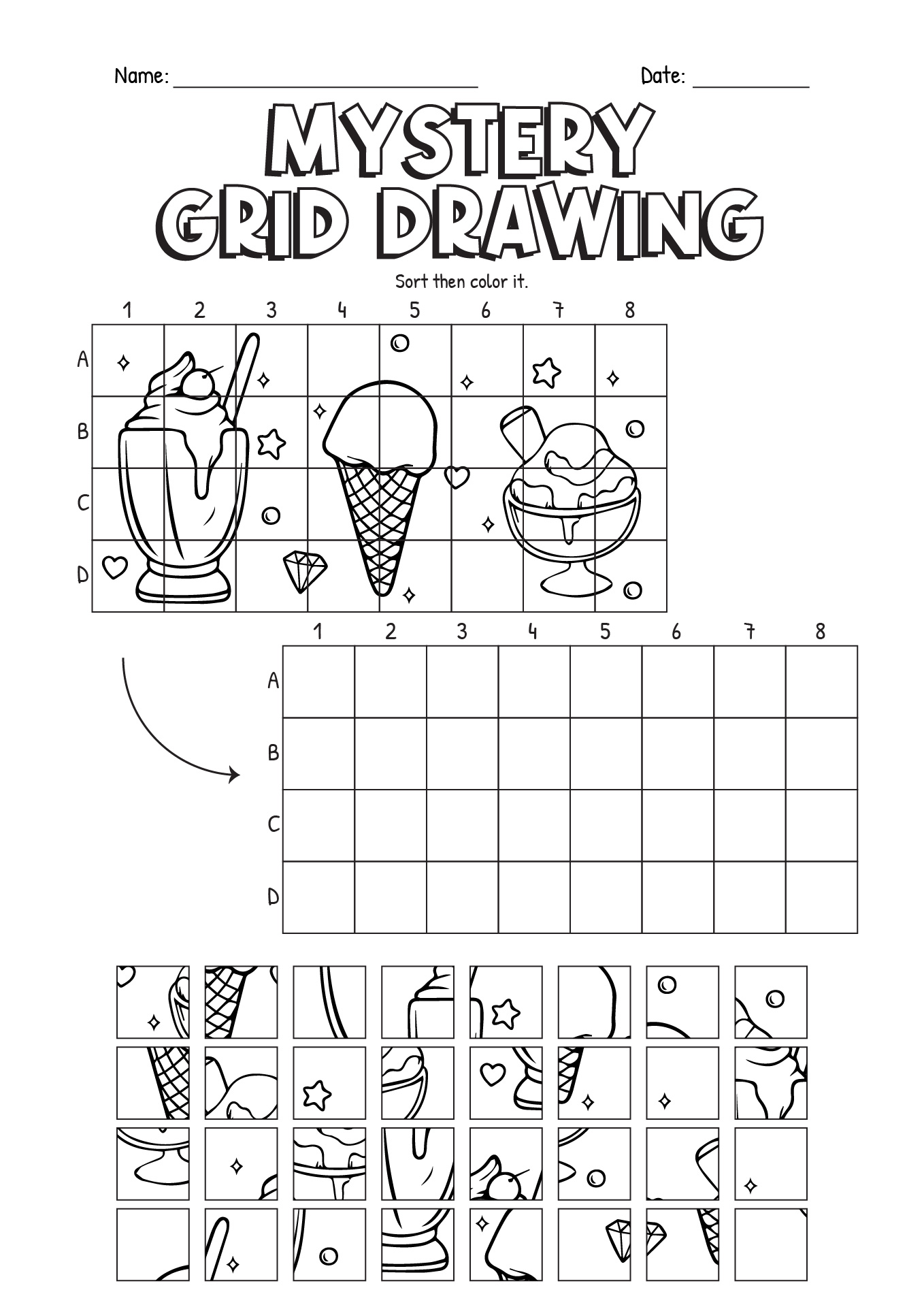 10 Printable Mystery Grid Drawing Worksheets Art Worksheeto