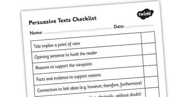 Persuasive Writing Checklist