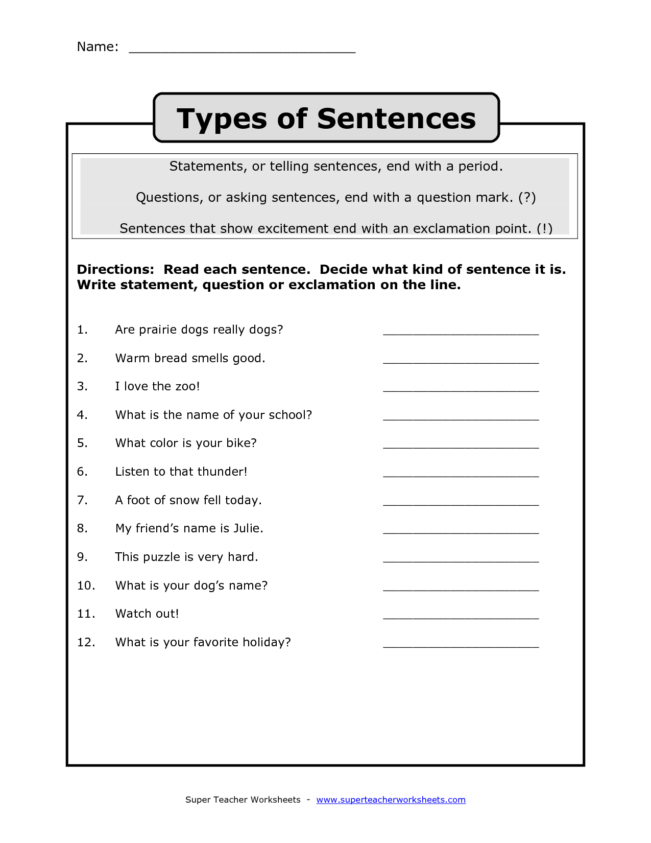 15 Four Sentence Types Worksheets Worksheeto