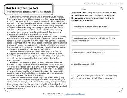 7th Grade Reading Comprehension Worksheets