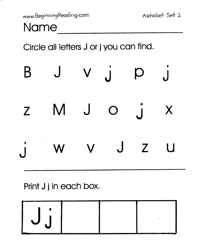 Letter J Printable Worksheets