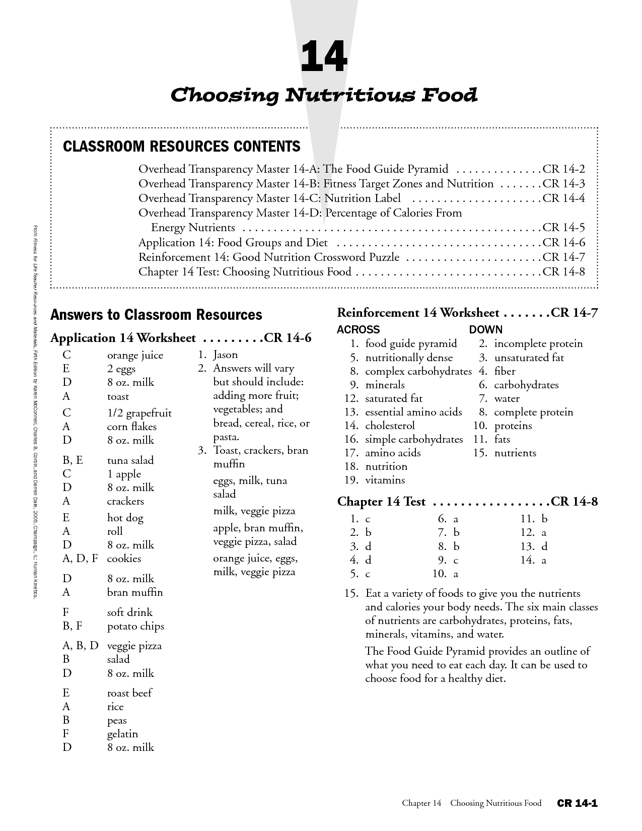 Nutrition Guide to Good Food Chapter 2 Crossword