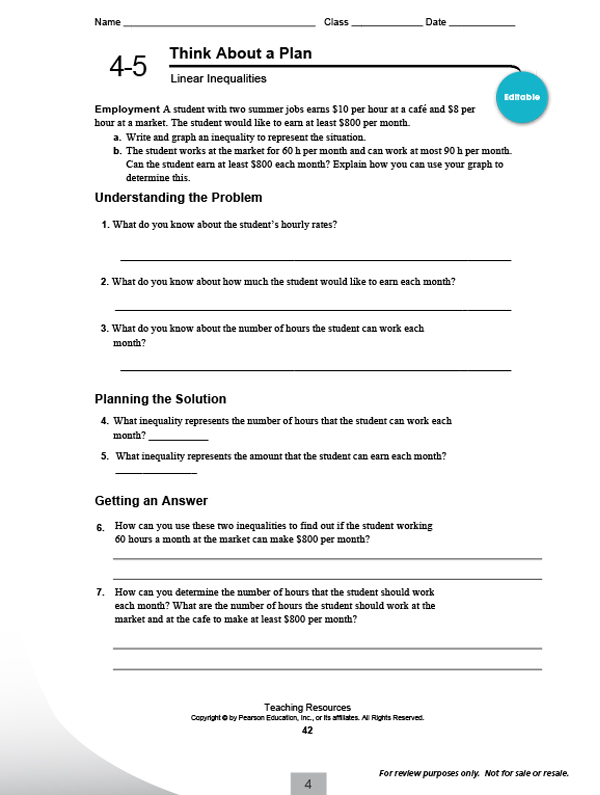 Pearson Education Math Worksheet Answers