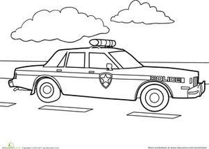 Preschool Police Car Coloring Pages