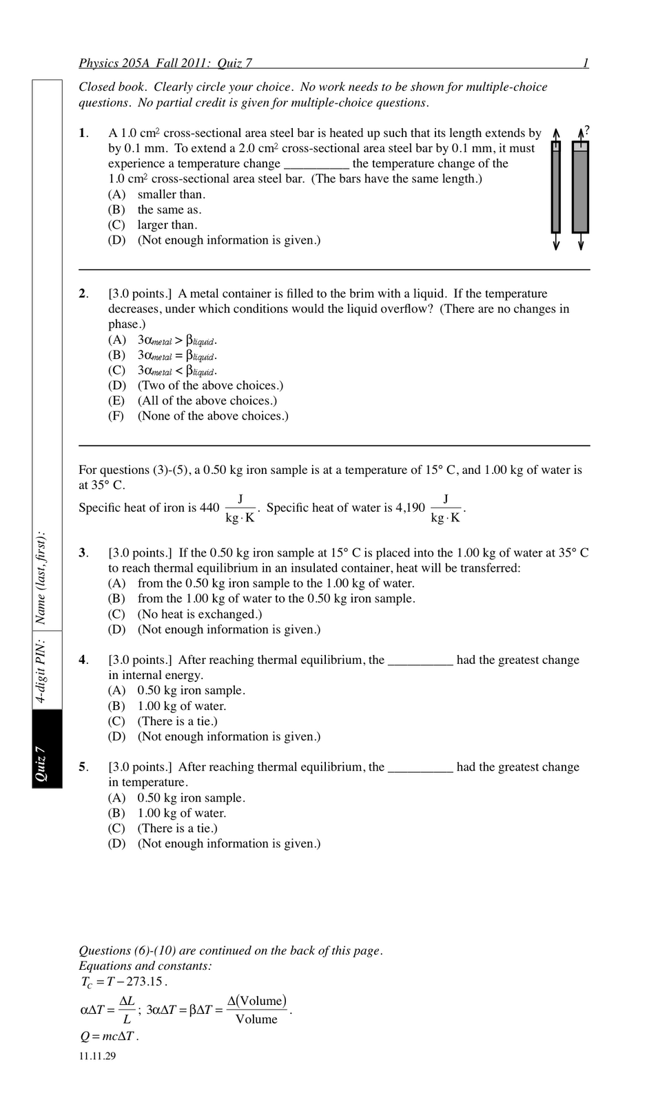 Temperature and Heat Worksheet Answers