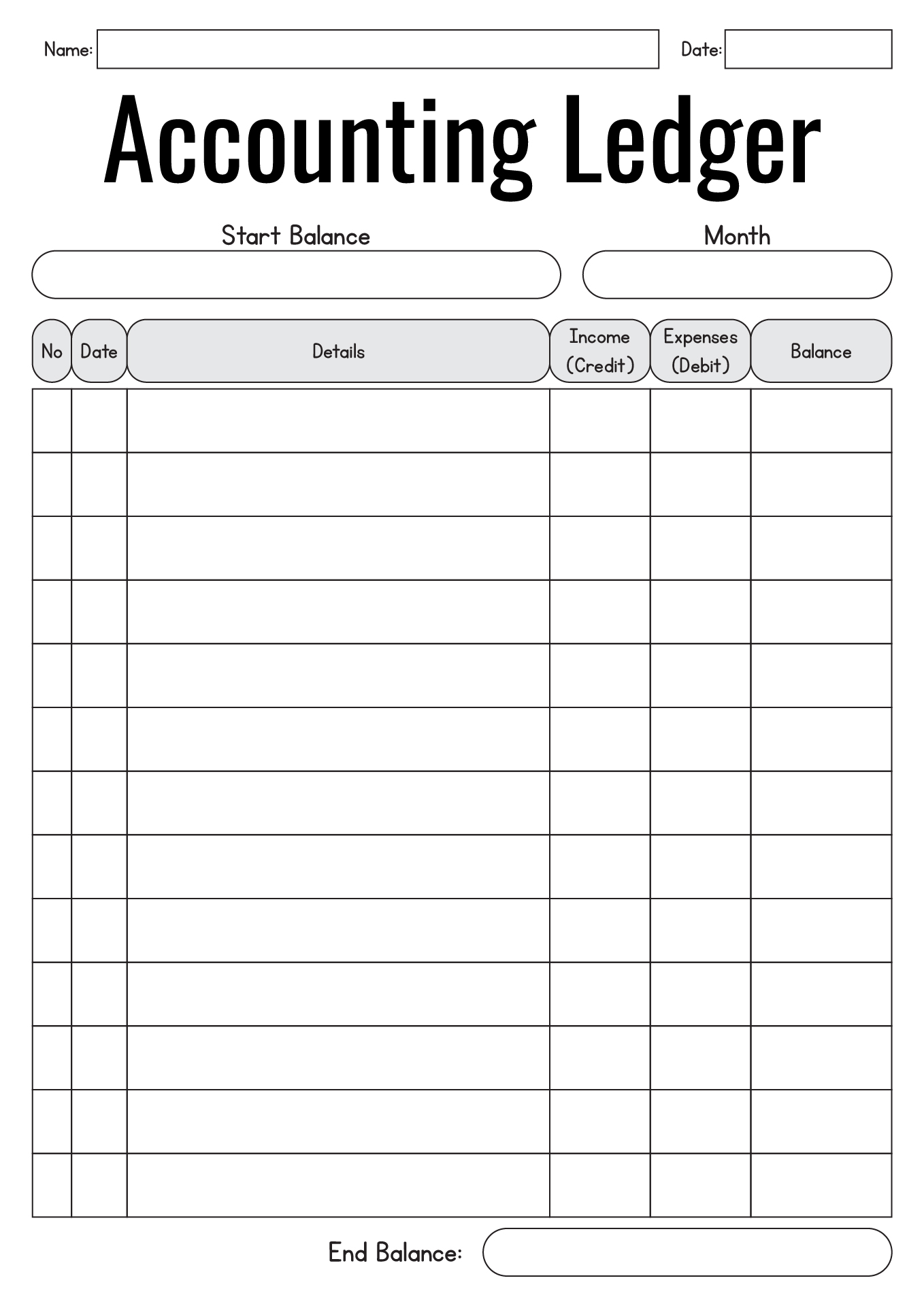 Free Printable Accounting Ledger Sheets