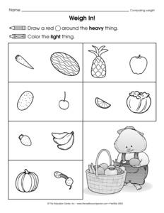 Heavy Light Worksheet Kindergarten