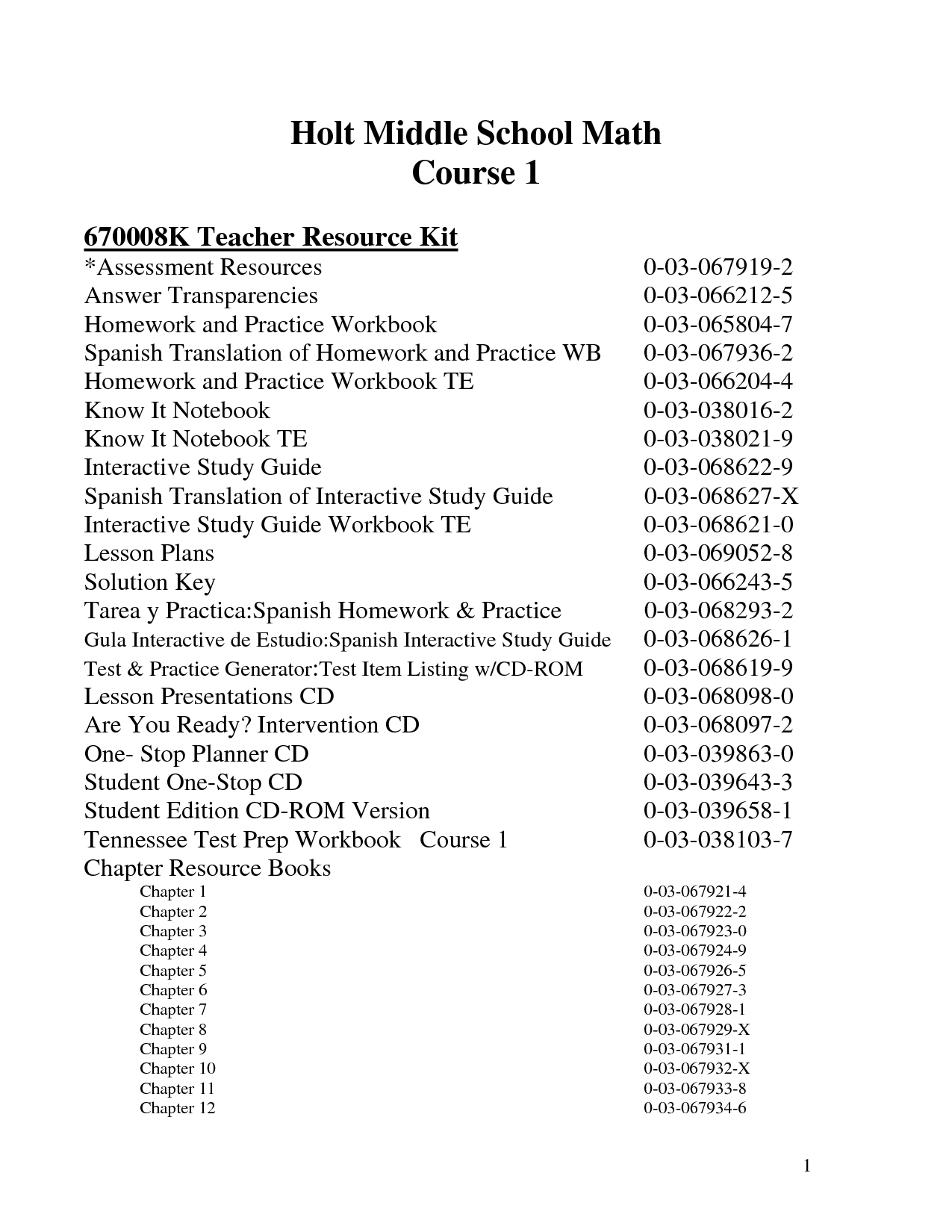 Holt Middle School Math Course 2 Answer Key