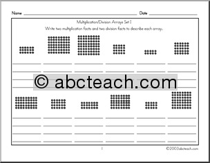 Multiplication and Division Arrays Worksheets