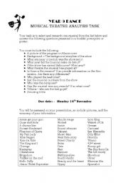 Musical Theatre Worksheets