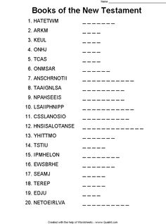 New Testament Word Scramble