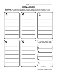 Teaching Long and Short Vowels Worksheets