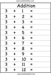 10 Addition Facts Worksheets