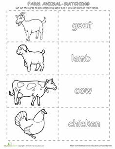 Farm Animal Matching Worksheet