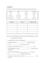 High School Vocabulary Worksheet for Students