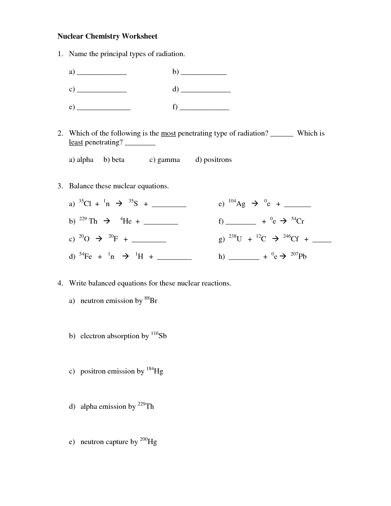 18 Nuclear Chemistry Worksheet Answer Key Worksheeto