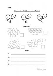 Number 11 and 12 Worksheets