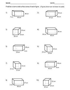 Surface Area and Volume Worksheets 6th Grade