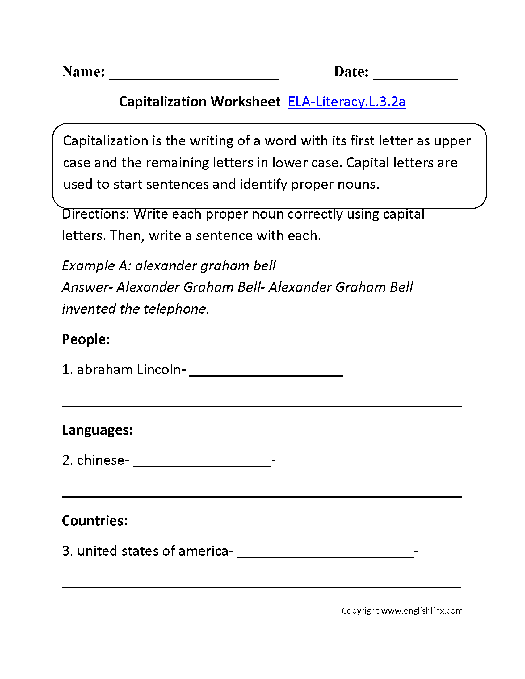 18 Best Images Of Capitalizing Proper Nouns Worksheets Worksheeto