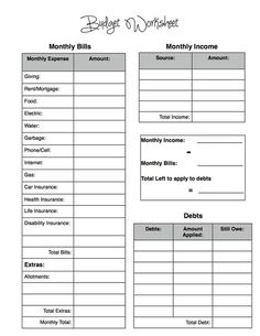 Dave Ramsey Budget Worksheet Printable