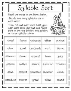 First Grade Syllable Worksheets